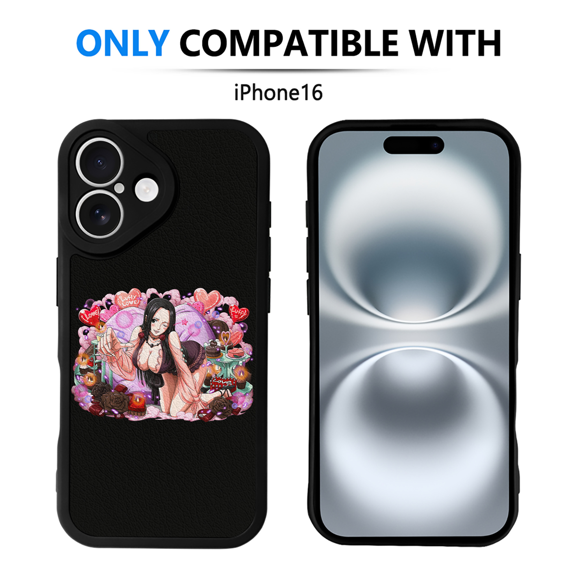 （画像用） ワンピース ボア・ハンコック ONE PIECE Boa·Hancock 【iPhone 16シリーズ対応】シリコンスマホケース（レザー調） 材質：シリコン